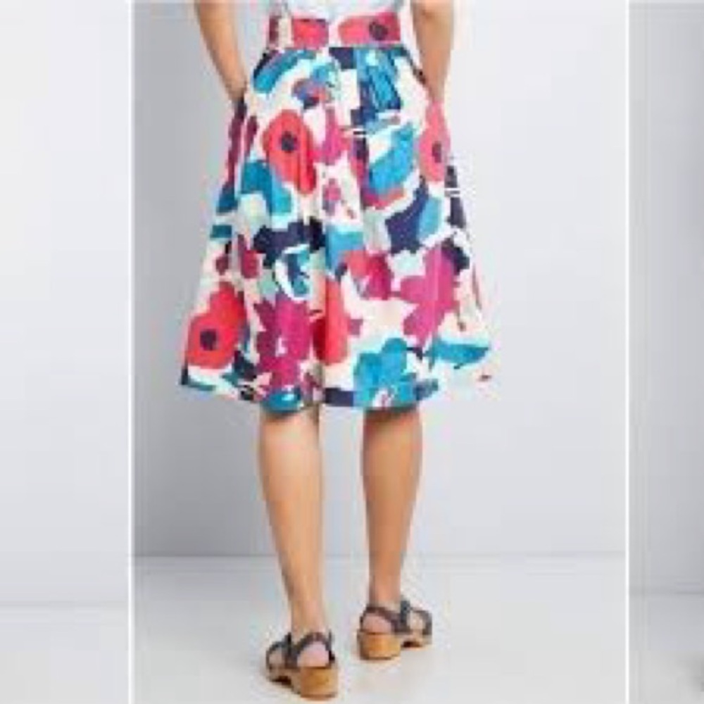 ModCloth Vintage EmilyandFin Floral High Waist Midi Skirt- Size 14 - Picture 2 of 11
